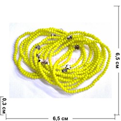 Браслет 2-3 мм с крестом из стекла лимонный цвет - фото 206727