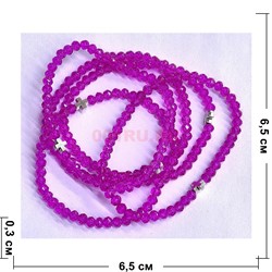 Браслет 2-3 мм с крестом из стекла цвет фиолетовый прозрачный - фото 206745