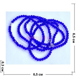 Браслет 2-3 мм с крестом из стекла цвет синий яркий - фото 206755