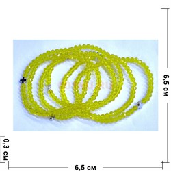 Браслет 2-3 мм с крестом из стекла цвет желтый прозрачный - фото 206759