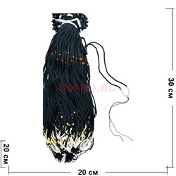 Гайтан черно-белый с бусинами и завязками для подвески (креста) 100 шт/упаковка - фото 207991