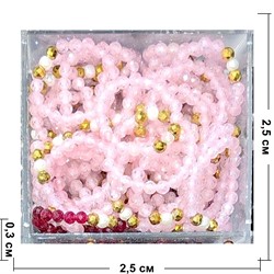 Кольцо из розового кварца бусина 3 мм граненая + экстра бусины - фото 208083