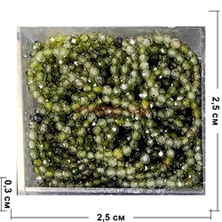 Кольцо из шпинели оливковый цвет бусина 3 мм граненая - фото 208230