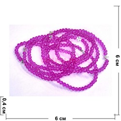 Браслет из стекла 4 мм с крестом яркий фиолетовый цвет - фото 208598