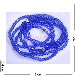 Браслет из стекла 4 мм с крестом светло-синий прозрачный цвет - фото 208604