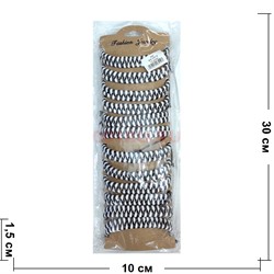 Браслеты из кожзама (BR-3619) черно-белые 12 шт/упаковка - фото 208804