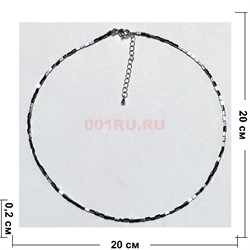 Чокер из гематита «прямоугольник» 2x3 мм цвет черный 38 см - фото 209267