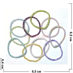 Браслет из сахарного кварца 4 мм круглая бусина цвета в ассортименте - фото 209820