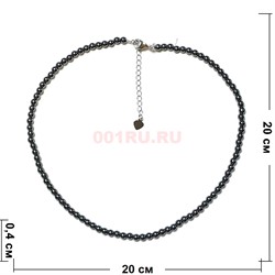 Чокер бусы из гематита 4 мм круглый 38 см цвет черный - фото 209874
