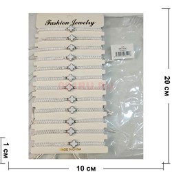 Браслет с толстой белой нитью (BR-3541) белый крест 12 шт/упаковка - фото 210917