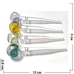 Трубка с перемычкой курительная стеклянная цветная диаметр 28 мм длина 13 см (13/28/20) - фото 211355