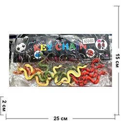 Символ 2025 года брелок резиновый (AZ-D-533) Змеи цветные 12 шт/упаковка - фото 211959