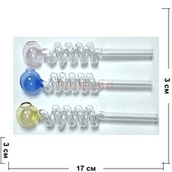 Трубка стеклянная «спираль oil pipe» 5 витков 16-17 см длина - фото 212181