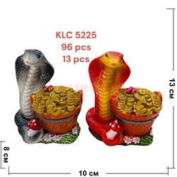 Змея из полистоуна (KLC-5225) с кадкой денег 13 см высота - фото 212232