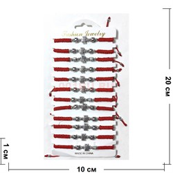 Браслет с толстой красной нитью (BR-1555) три креста 12 шт/упаковка - фото 213014
