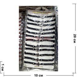 Браслет с толстой черной нитью (BR-1508) черный крест 12 шт/упаковка - фото 213070