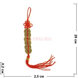 Подвеска Феншуй 6 монет 18 мм 20 шт/связка - фото 213358