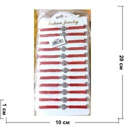 Браслет с толстой (J-206) красной ниткой с крестом 12 шт/упаковка - фото 213384