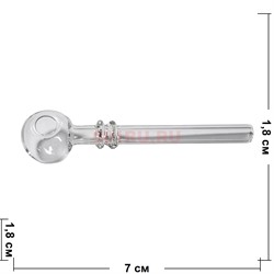 Трубка oil pipe курительная стеклянная с перегородкой диаметр 18 мм длина 7 см (7/18/8) - фото 214098