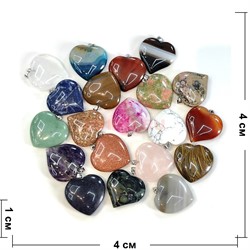 Сердца из камней и минералов 4x4 см в ассортименте - фото 216418