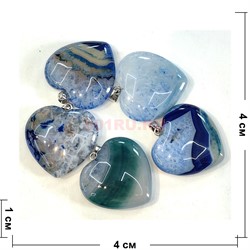 Сердце из голубого агата 4x4 см - фото 216437