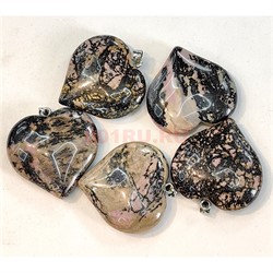 Сердце из родонита 4x4 см - фото 216442