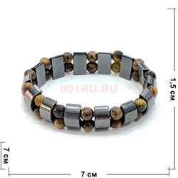 Браслет из гематита (M-242) и тигрового глаза 12 шт/упаковка - фото 217872
