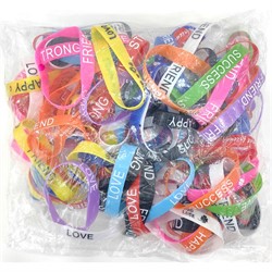 Браслет широкий силиконовый с надписями Love Happy Success Friend Strong 100 шт/упаковка - фото 217875