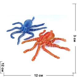Осьминог 3х12 см 3-D печать игрушка пластмассовая цвета в ассортименте - фото 218301