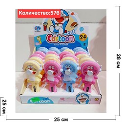 Вентилятор ручной (3389) Котик 24 шт/упаковка - фото 219344