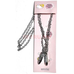 Подвеска Пули 50 см двойная (J-113) металлическая 12 пар/упаковка - фото 219792