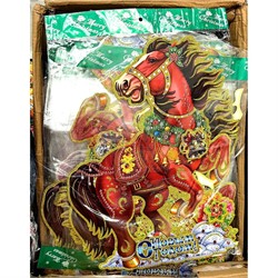 Картинка новогодняя 1 размер с Лошадками 20x15 см рисунки в ассортименте - фото 220692
