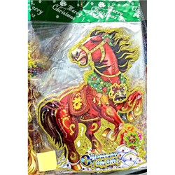 Картинка новогодняя 2 размер с Лошадками 32x23 см рисунки в ассортименте - фото 220695