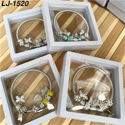 Браслет Pandora (LJ-1520) с шармами в прозрачном органайзере 12 шт/упаковка - фото 221055