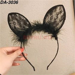 Ободок черный (DA-3036) с ушками 12 шт/упаковка - фото 221089