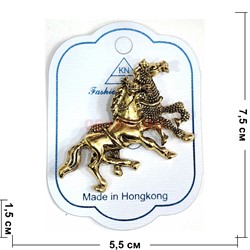 Брошь со стразами Лошади пара (KN-B-30) металлическая 12 шт/упаковка - фото 221251