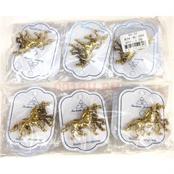 Брошь со стразами Лошади пара (KN-B-30) металлическая 12 шт/упаковка - фото 221252