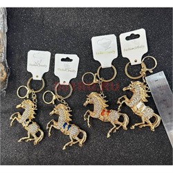 Брелок со стразами (KY-B-3) «Лошадка» и карабином 12 шт/упаковка - фото 221294