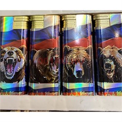 Зажигалка газовая гигант 11 см «Медведь Россия» турбо 25 шт/упаковка - фото 221668
