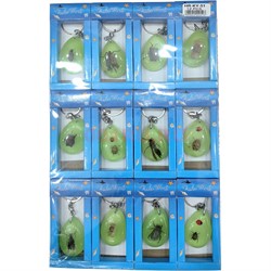 Брелок флуоресцентный Жуки натуральные в пластмассе 12 шт/упаковка (KY-51) - фото 221720