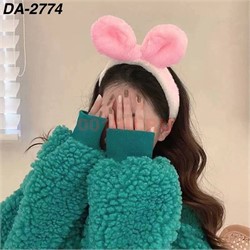 Ободок меховой (DA-2774) розовый с ушками 12 шт/упаковка - фото 222182
