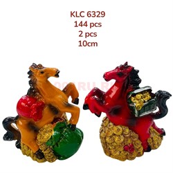 Лошадки из полистоуна (KLC-6329) на деньгах символ 2026 года 10 см высота - фото 222453