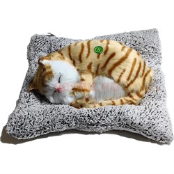 Игрушка мягкая Кошка спящая на подстилке мяукает 12 шт/упаковка - фото 222491