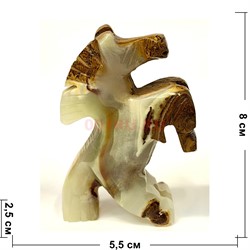 Лошадка на дыбах из оникса символ 2026 года 8 см 3 дюйма - фото 222497