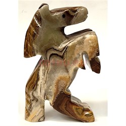 Лошадка на дыбах из оникса символ 2026 года 10 см 4 дюйма - фото 222498