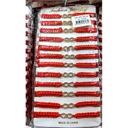 Браслет (BR-1536) с толстой красной ниткой знак бесконечность 12 шт/упаковка - фото 222528