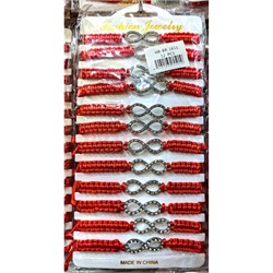 Браслет (BR-1651) с толстой красной ниткой знак бесконечность 12 шт/упаковка - фото 222529