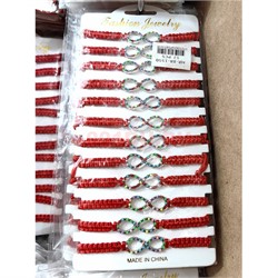 Браслет с толстой красной ниткой (BR-1550) Восьмерка Бесконечность 12 шт/упаковка - фото 222530