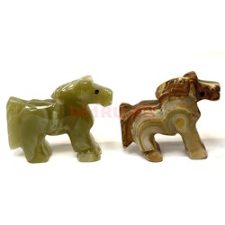 Лошадь 7 см 2,5 дюйма из оникса - фото 222532