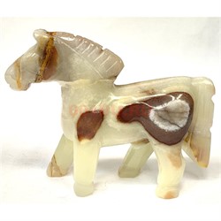 Конь Лошадь из оникса 5 дюймов 13,5 см длина - фото 222538